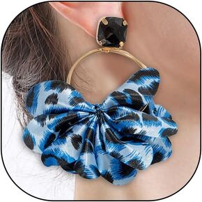 Leopard Print Statement Dangle Earrings for Women,Unique Creative Crystal Leopard Cloth Earring,Personality Exaggeration Leopard Earrings Jewelry Gift