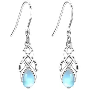 S925 Sterling Silver Mushroom/Daisy/Tulip/Celtic Knot/Seal Teardrop Leverback Earrings Dangle Moonstone Jewelry For Women Christmas Gift