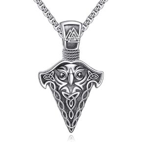 TIGER RIDER Eagle/Cross Arrowhead Necklace Sterling Silver Viking Pendant Viking Norse Jewelry for Men Birthday