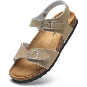 Torotto Girls Boys Sandals with Cork Footbed Adjustable Buckle Casual Slides Sandals Open Toes Flat for Kids Toddler