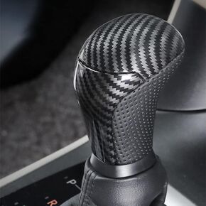 Qiilu Black Leather Carbon Fiber Replacement Gear Shift Knob Shifter for Highlander 2014-2019/for Tacoma 2016-2019/ for Land Cruiser Prado FJ150 2018-2019