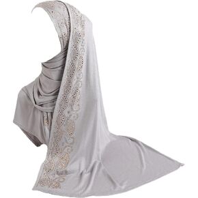 Women Shiny Rhinestones Muslim Hijab Scarf Long Turban Headscarf Wrap Scarves Headwear