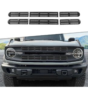 JeCar Front Grille Inserts Mesh Grill Frame Trim Covers Exterior Accessories Compatible with Ford Bronco Black Diamond/Base Model 2021-2024, Matte Black