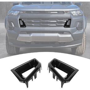 for Colorado Front Bumper Trim Grille Side Cover for Chevrolet Colorado 2023 2024 up Black Carbon Fiber Grain Exterior Accessories 2pcs