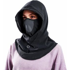 Balaclava Ski Mask Cold Weather Warm Soft Face Cover with Hood Neck Warmer Scarf for Men Women