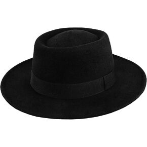 1920s Wide-Brim Flat-Top Fedora Hat Porkpie-Hat for Men Women
