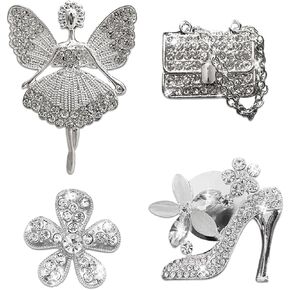 Car Air Vent Clips,Crystal Rhinestone Flower Car Air Fresheners Vent Clips,Sparkly Rhinestone Car Interior Decor Bling Car Accessories for Women Men,Car Gifts,High Heel Shoe,Bag,Flower,Ballerina Girl