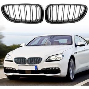 Front Kidney Grille Grill Double Slats Gloss Black Compatible with 2012-2017 BMW 6 Series F06 F12 F13 in Kuwait