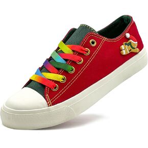 Canvas Shoes for Women Men Sneakers Fashion High Low Tops Christmas Shoes Classic Casual Tennis Running Walking Santa Shoes Unisex