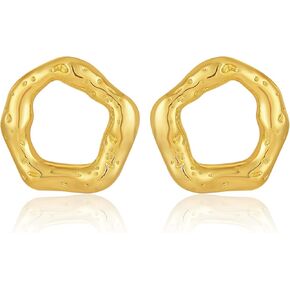 Chunky Gold Earrings, Gold Statement Drop Stud Earrings Trendy | Thick Oval, Geometric, Bow, Circle, Rectangle Earrings | Large Gold Earrings for Women Jewelry Gift in Kuwait