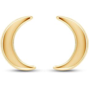 Crescent Moon Stud Earrings With Push Back Jewelry For Women In 14k Gold Over Sterling Silver