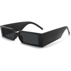 Technigadgets Axel Retro Rectangle Sunglasses Small Frame Vintage Eyeglasses For Men Women Outdoor Fashion Eyewear UV Protection Mens Womens Gift Black/Black