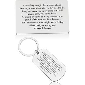 Gifts for Son from Mom Son Graduation Gift from Mom To Son Inspirational Keychain Engraved Wallet Card Birthday Gifts for Son from Mom Back To School Gift for Son Christmas Wallet Insert Card
