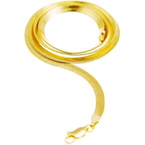 metaltree98 Men's Women's Flat Flexible Shine Herringbone Chain Necklace 14kt Gold Plated sized 20"