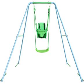 JYGOPLA 550lbs 3 in-1 Swing Set for Backyard, 1 Platform Swing Seat, and 2 u-Shape Seat Swing, Heavy Duty Metal Swing Stand with Anchors, Outdoor Playground Suitable for Kids