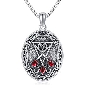 Lucifer Sigil Necklace 925 Sterling Silve Celtic Knot Necklace Sigil of Lucifer Pendant Satanic Jewelry For Men Women Halloween Gifts