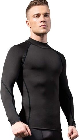 2/3 Pack Men's Compression Shirts Long Sleeve Workout Shirts Mock Turtleneck Athletic Base Layer Active Undershirts Tops in Saudi Arabia