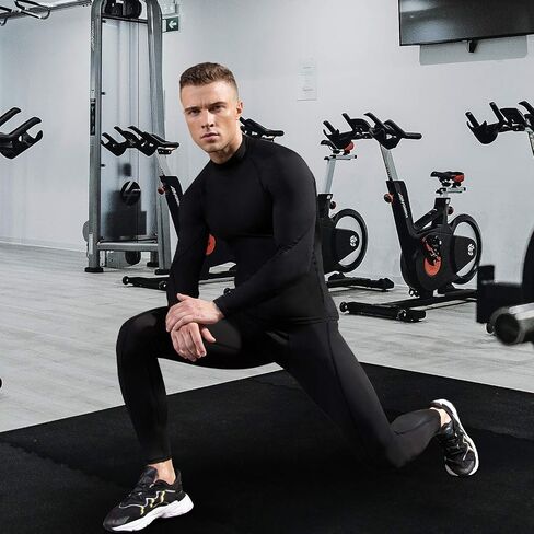 2/3 Pack Men's Compression Shirts Long Sleeve Workout Shirts Mock Turtleneck Athletic Base Layer Active Undershirts Tops in Saudi Arabia