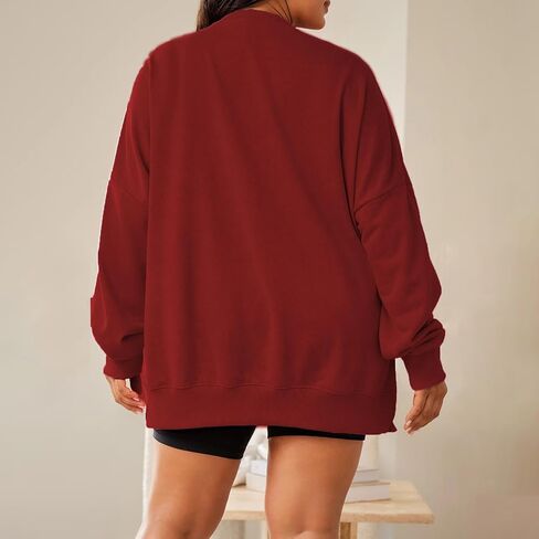 Argeousgor Women Christmas Sweatshirt Sequin Santa Claus Oversized Long Sleeve Sweater Christmas Pullover Tops Shirt in Saudi Arabia