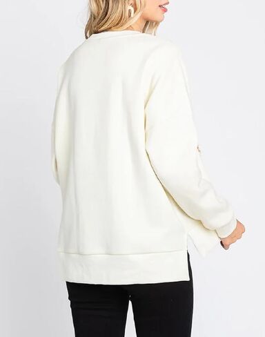 Argeousgor Women Christmas Sweatshirt Sequin Santa Claus Oversized Long Sleeve Sweater Christmas Pullover Tops Shirt in Saudi Arabia