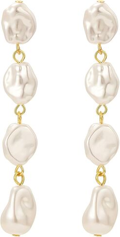 HETICA Baroque Pearl Earrings for Women - Large Teardrop Drop Earrings Statement Pearl Dangle Earring Fashion Bridal Wedding Pearl Earrings Gift for Women in Saudi Arabia