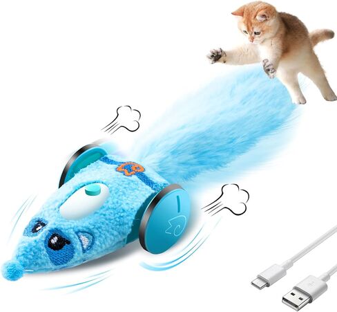 Migipaws Automatic Cat Toys, Plush Cat Mouse Toy, Interactive Toy for Indoor Cats, Smart Moving Kitten Toy, Rechargeable (Pink) in Saudi Arabia