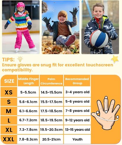 RIGWARL Kids Winter Gloves Water Repellent, Anti-Slip Kids Biking Gloves for Boys Girls Aged 2-10, Touchscreen Kids Fleece Gloves for Hiking Climbing Running Cycling School Sports in Kuwait