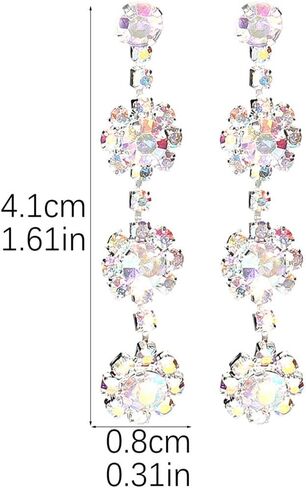 Sparkly Rhinestone Earrings Long Crystal Snowflake Tassels Dangle Drop Earrings Chandelier Statement Earrings Lightweight Ear Stud Wedding Party Prom Earrings Wedding Party Christmas Jewelry Gifts for Women in Saudi Arabia