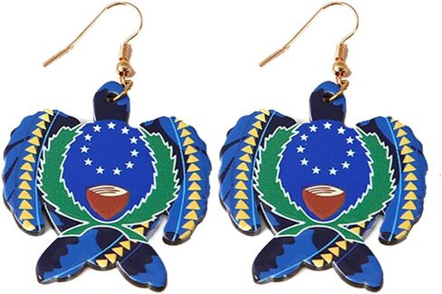 Bohemian Ocean Sea Turtle Dangle Earrings Hawaiian Flower Drop Earrings for Women Animal Lovers Statement Tortoise Summer beach Boho Jewelry Gifts in Saudi Arabia