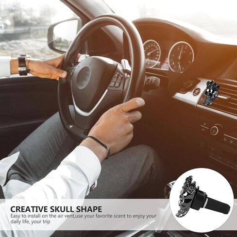VICASKY مشابك تهوية رأس جمجمة، 3 قطع موزع معطر هواء للسيارة، مشبك تهوية سحري لتزيين السيارات الداخلية، موزع روائح السيارة اللامعة in Kuwait