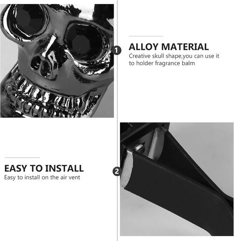 VICASKY مشابك تهوية رأس جمجمة، 3 قطع موزع معطر هواء للسيارة، مشبك تهوية سحري لتزيين السيارات الداخلية، موزع روائح السيارة اللامعة in Kuwait