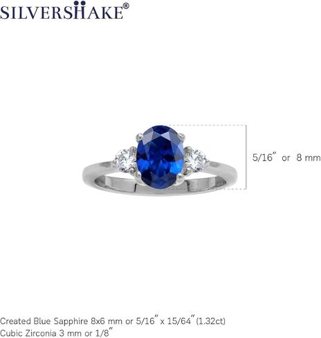 Silvershake 8X6mm شكل بيضاوي الأحجار الكريمة مطلية بالذهب الأبيض أو الذهب الأصفر مطلي 925 خاتم الخطوبة من الفضة الاسترليني للنساء in Kuwait