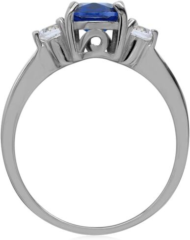 Silvershake 8X6mm شكل بيضاوي الأحجار الكريمة مطلية بالذهب الأبيض أو الذهب الأصفر مطلي 925 خاتم الخطوبة من الفضة الاسترليني للنساء in Kuwait
