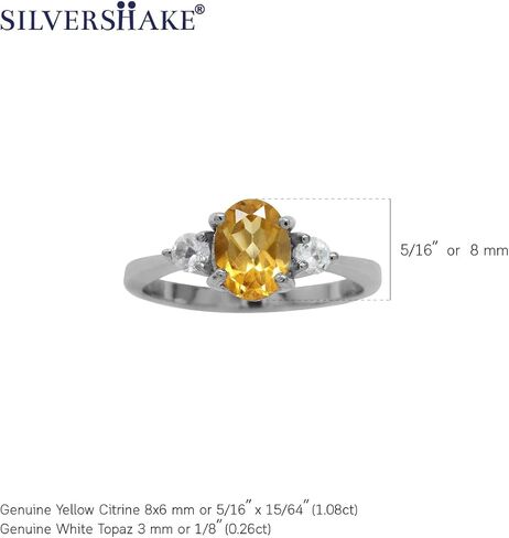 Silvershake 8X6mm شكل بيضاوي الأحجار الكريمة مطلية بالذهب الأبيض أو الذهب الأصفر مطلي 925 خاتم الخطوبة من الفضة الاسترليني للنساء in Kuwait