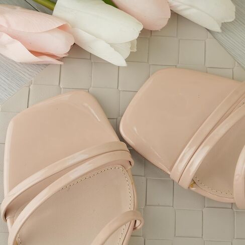 Strappy Heels for Women Short Block Low Heel Sandals, Comfortable Women's Heeled Sandals Dress Shoes with Chunky Heel and Square Toe Style for Casual Office Day Out in Kuwait