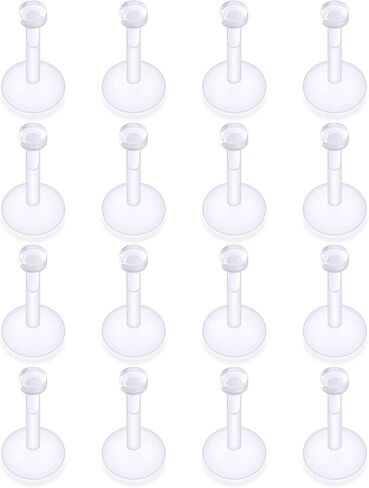 16G Clear Earrings for Sports Plastic Monroe Lip Nose Ring Studs Forward Helix Conch Tragus Cartilage Earrings Studs Medusa Labret Piercing Jewelry Retainer for Surgery Women Men in Saudi Arabia