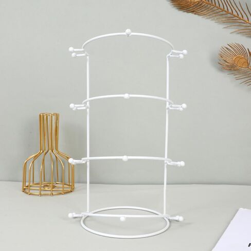 Crown Display 4-Tier Crown Holder Tiara Display White Crown Storage Organizer Jewelry Holder for Women Girls Wedding Home Shop Store in Saudi Arabia