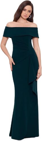 Xscape Women's Long Scuba Crepe Off-The-Shoulder Dress with Center Back Zipper in Saudi Arabia