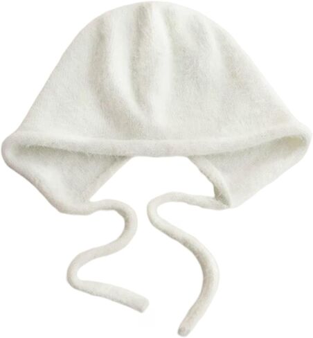 Y2K Cute Fluffy Beanie Hats for Women Girls Warm Faux Fur Winter Earflap Hat Tie Pullover Hat in Saudi Arabia