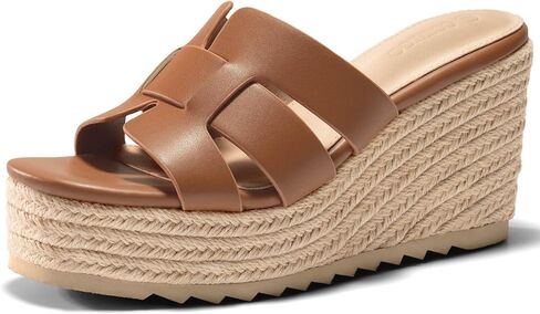 Coutgo Women's Wedge Sandals Platform Espadrille Heels Open Toe Strappy Slip On Casual Summer Slide Shoes in Saudi Arabia