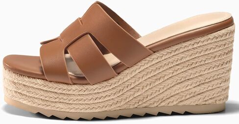 Coutgo Women's Wedge Sandals Platform Espadrille Heels Open Toe Strappy Slip On Casual Summer Slide Shoes in Saudi Arabia