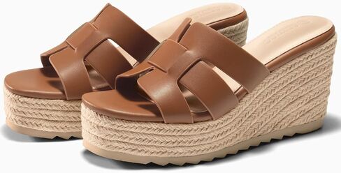 Coutgo Women's Wedge Sandals Platform Espadrille Heels Open Toe Strappy Slip On Casual Summer Slide Shoes in Saudi Arabia