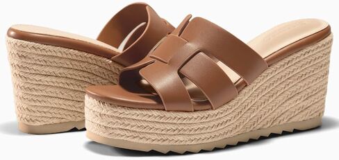 Coutgo Women's Wedge Sandals Platform Espadrille Heels Open Toe Strappy Slip On Casual Summer Slide Shoes in Saudi Arabia