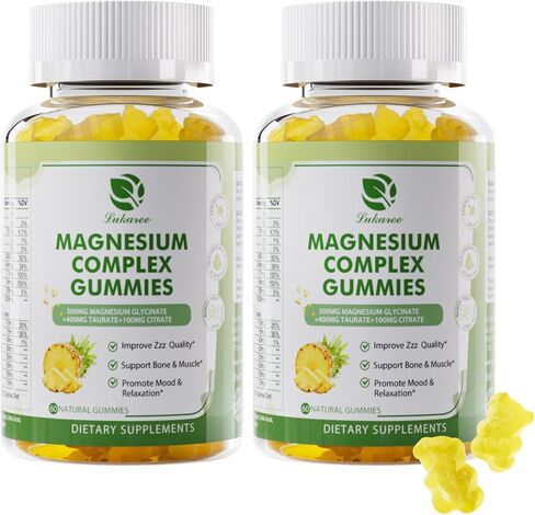 علكة جليسينات المغنيسيوم 500 مجم | في شكل مركب ثلاثي من جليسينات المغنيسيوم والتورات والسيترات - مكمل المغنيسيوم مع الكالسيوم والزنك وD3 وK2 للمناعة والراحة - 120 قطعة in Kuwait