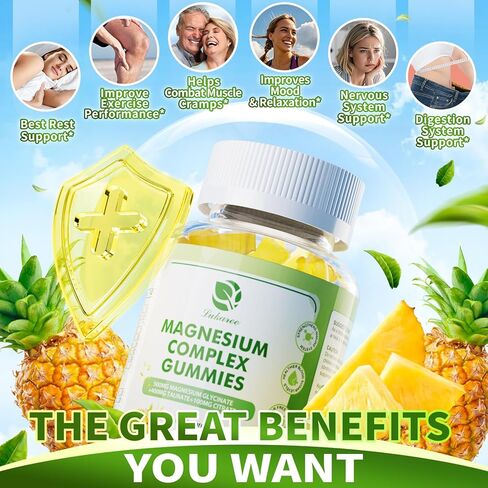 علكة جليسينات المغنيسيوم 500 مجم | في شكل مركب ثلاثي من جليسينات المغنيسيوم والتورات والسيترات - مكمل المغنيسيوم مع الكالسيوم والزنك وD3 وK2 للمناعة والراحة - 120 قطعة in Kuwait