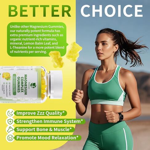 علكة جليسينات المغنيسيوم 500 مجم | في شكل مركب ثلاثي من جليسينات المغنيسيوم والتورات والسيترات - مكمل المغنيسيوم مع الكالسيوم والزنك وD3 وK2 للمناعة والراحة - 120 قطعة in Kuwait