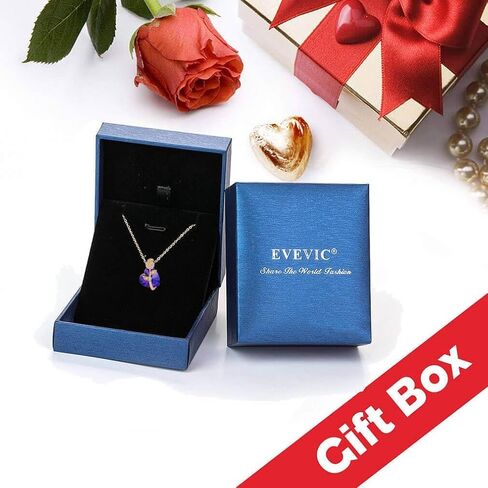 EVEVIC Austrian Crystal Heart Rose Flower Pendant Necklaces for Women Fashion 14K Gold Plated Dainty Necklace Hypoallergenic Jewelry in Saudi Arabia