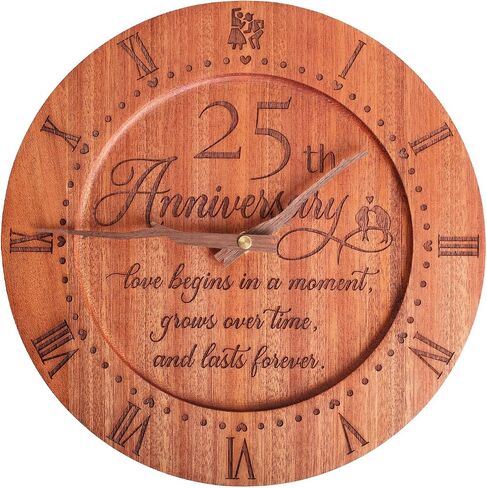 Treble Bee 45th Anniversary Clock 10 INCHES Engraved Wooden Clock for Couple's 45th Wedding Anniversary, 45 Years of Marriage Gift Idea for Wife, Husband, Unique Anniversary Decoration in Kuwait