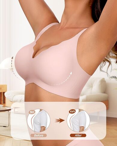 Women's Comfortable Seamless Wireless Bralettes Scalloped No Underwire Full Coverage Padded Supportive Bras in Saudi Arabia