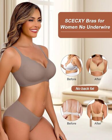 Women's Comfortable Seamless Wireless Bralettes Scalloped No Underwire Full Coverage Padded Supportive Bras in Saudi Arabia